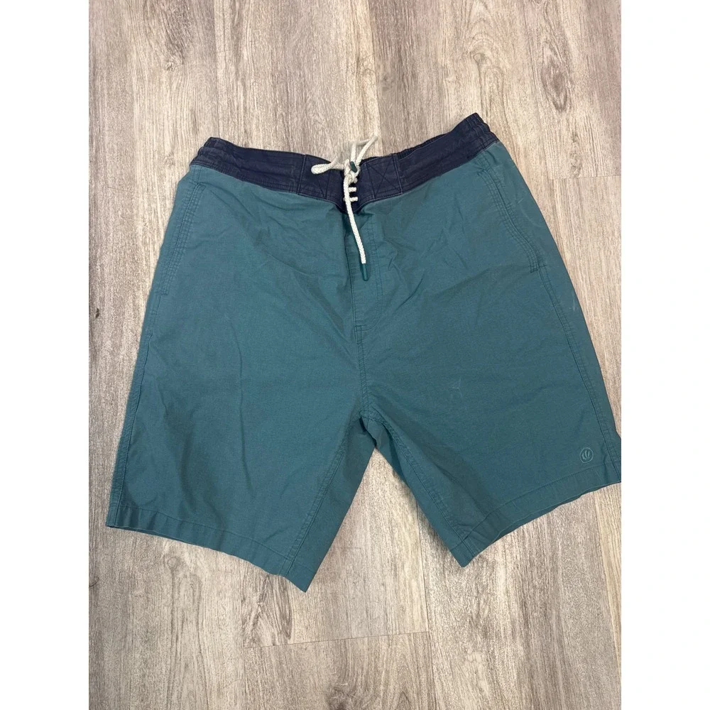 FatFace Men's Camber Board Shorts Size Large Teal Navy Mesh‎ Lined Swim Trunks